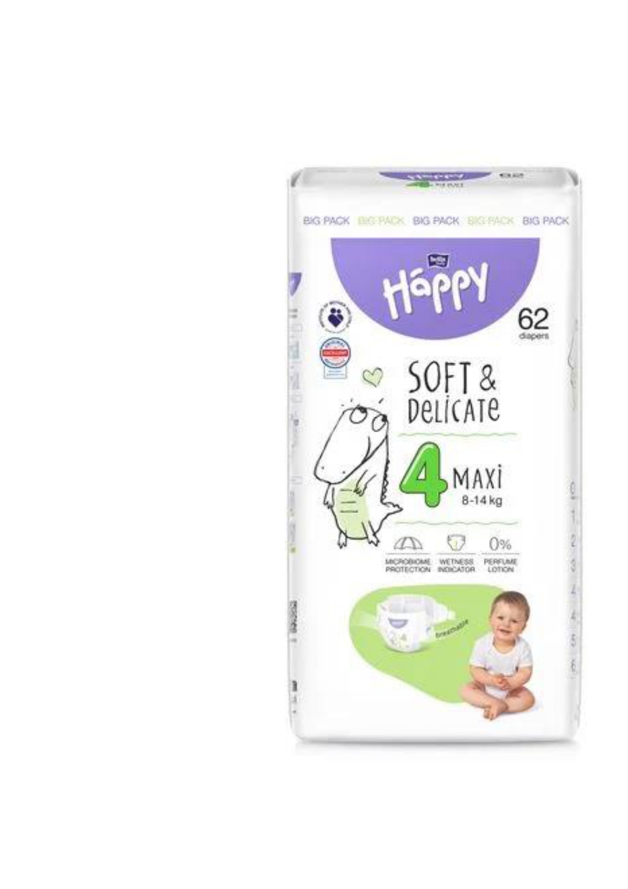 Підгузки дитячі одноразові Bella Happy Baby Maxi 8-14 кг 62 шт (5900516605445)